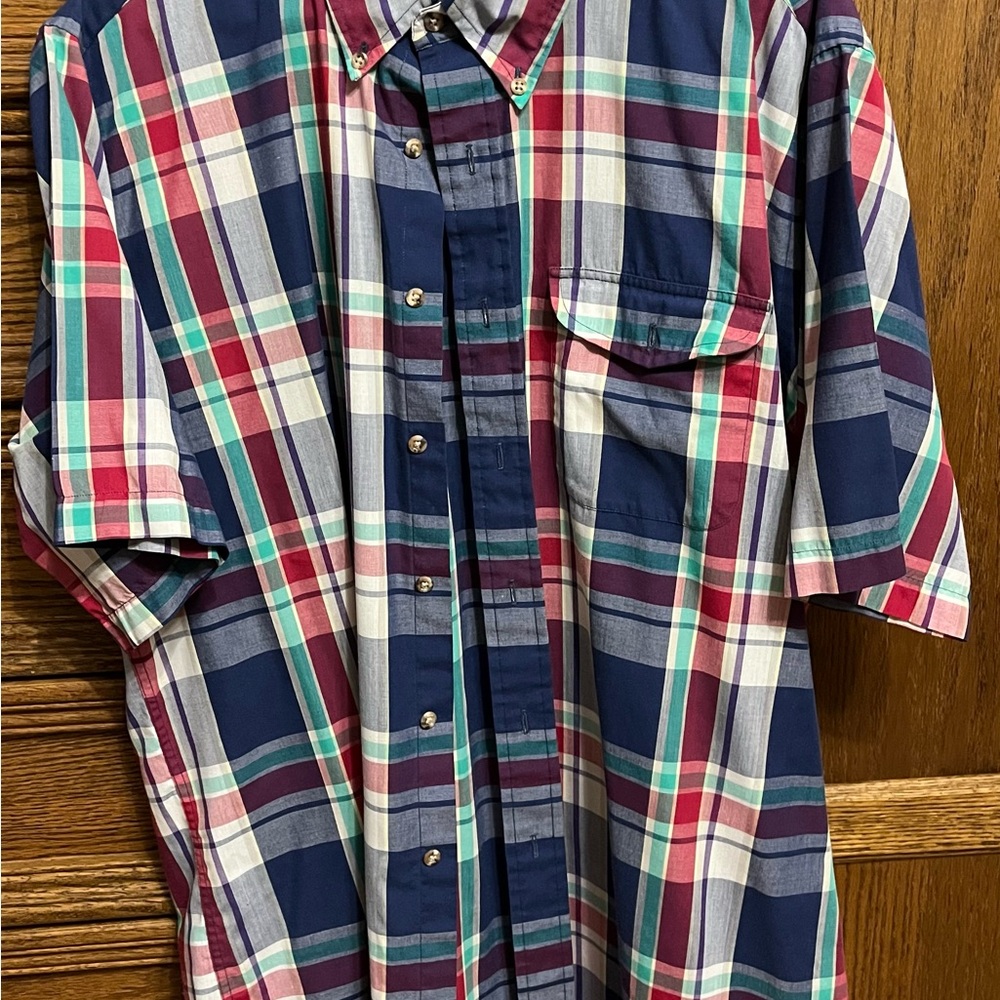 Mens XLargeTall, plaid short sleeve shirt, Fox Collection, smoke free home